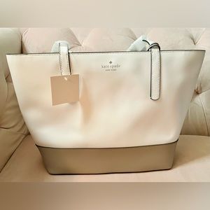 NWT - Kate Spade ♠️ Briel Tote; White & Grey/Silver